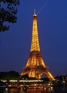 illuminated Eiffel Tower at night