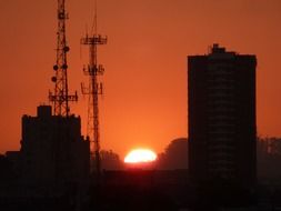 Landscape of buildings at the background of the sunset