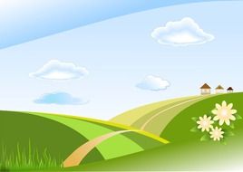 landscape field cartoon drawing