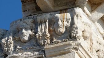 facade with stone faces