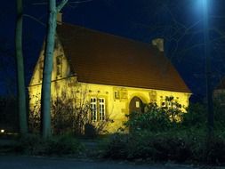 House in Germany with lights at the night