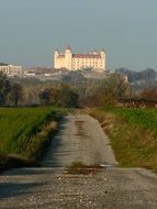 landscape of dirt road to the castle in bratislava