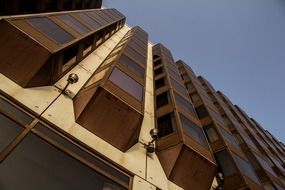 Bottom view of hotel building in budapest