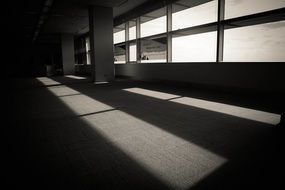 sunlight in empty space in black and white