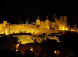 Night view of Carcassonne castle