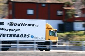 truck driving along the road