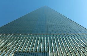 low angle view of world trade center skyscraper in usa, manhattan, nyc