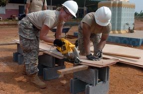 two workers at site