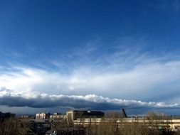 thunderclouds over the city in summer