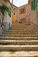 narrow street with stairs, Samos, Greece