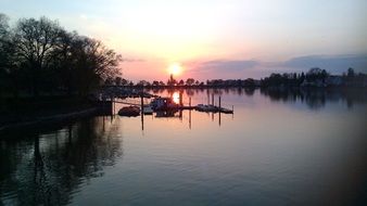 idyllic Lake Constance in the evening