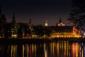 Panorama of the night Wroclaw, Poland