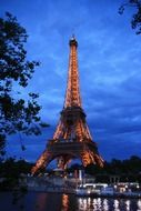 Eiffel Tower and beautiful blue cloudy sky, Paris