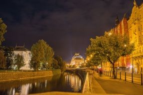 national theatre prague night river view
