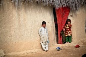 Poor children in a house in Afghanistan