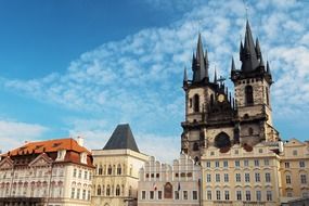 gothic cathedral and old buildings, czech, prague