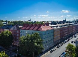 bird's eye view of urban architecture on Stockholm street