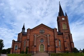 Red brick church facade