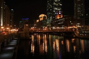 view from the river to the night chicago