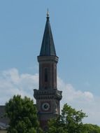 Tower with the spire of the Evangelical Church of Christ