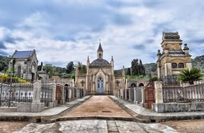 chapel on aged cemetery, spain, sant feliu de guixols