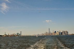 the rive and city on horizon in Brooklyn