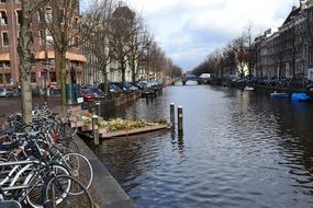 netherlands river canal on a cloudy day