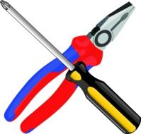 Drawing of pliers and screwdriver