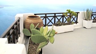 stylish balcony in Santorini, Greece