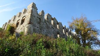 old castle on a hill in poland on a sunny day