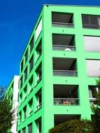 modern green facade of a building