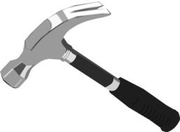 hammer with a black handle on a white background