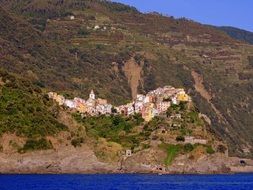 Houses on the cliff in Cinque Terre,Italy