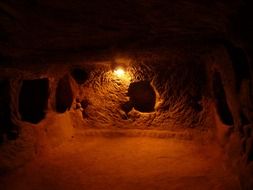 illuminated caves in Cappadocia