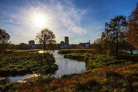 Frankfurt panorama against the background of dawn