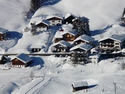 Landscape of snowy village