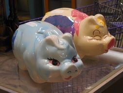 piggy banks on a store counter