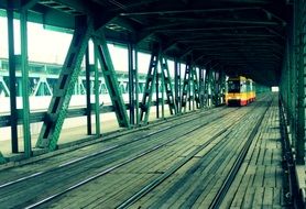 Train on the bridge in Warsaw in Poland