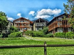 yard with green grass in italy