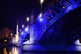 river bridge night lights scene