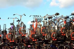 parked bicycles in amsterdam