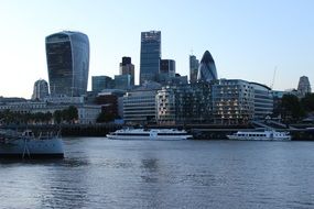 Landscape of the buildings and waterfront in London