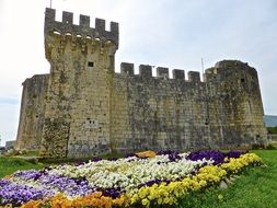 castle and flowers