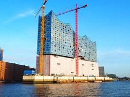 Construction of a building in the port of Hamburg