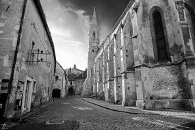 Black and white image of the urban landscape of Bratislava