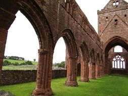 Ruins of a chapel with arches in Scotland