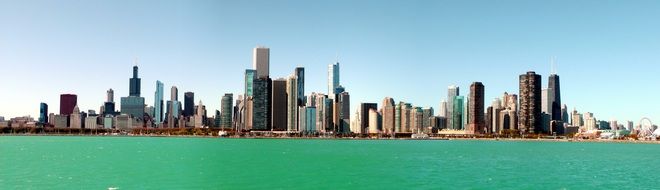 chicago buildings panorama city skyline