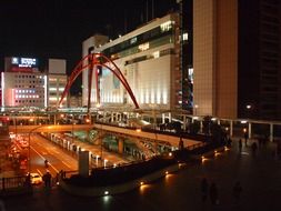 Panoramic view of Tachikawa Station in Tokyo at night