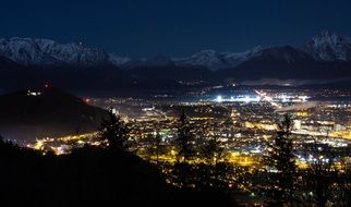 view of the night city in winter