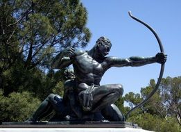 bronze statue of an archer in los angeles